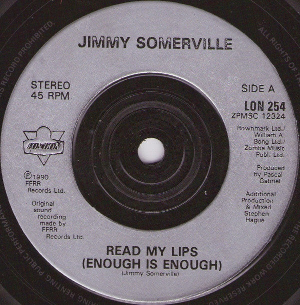 Jimmy Somerville : Read My Lips (7", Single, Ltd, Sti)