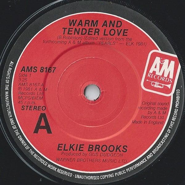 Elkie Brooks : Warm And Tender Love (7", Single)