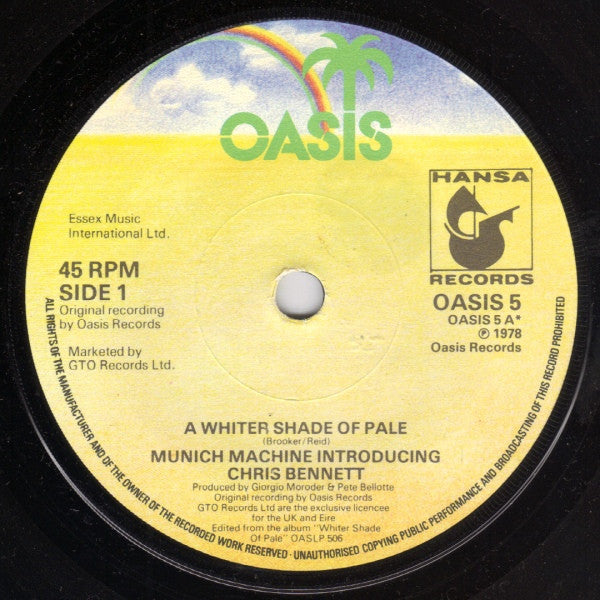 Munich Machine Introducing Chris Bennett : A Whiter Shade Of Pale (7", Single)