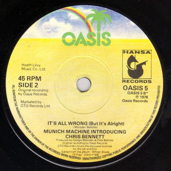 Munich Machine Introducing Chris Bennett : A Whiter Shade Of Pale (7", Single)
