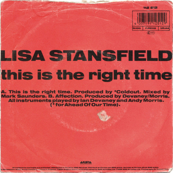 Lisa Stansfield : This Is The Right Time (7", Single)
