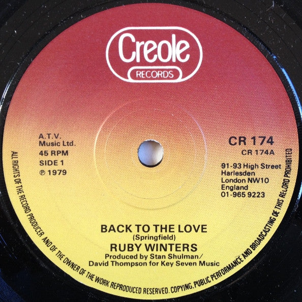 Ruby Winters : Back To The Love (7")