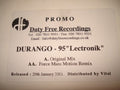 Durango 95 : Lectronik (12", Promo, W/Lbl)