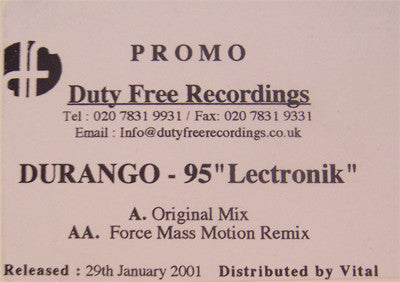 Durango 95 : Lectronik (12", Promo, W/Lbl)