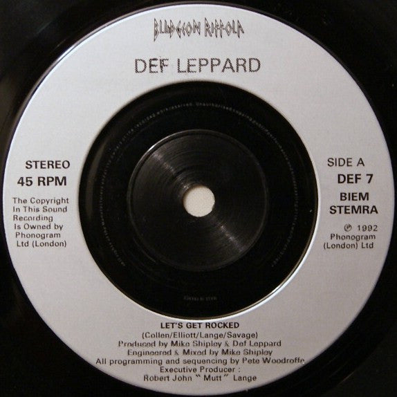 Def Leppard : Let's Get Rocked (7", Sil)