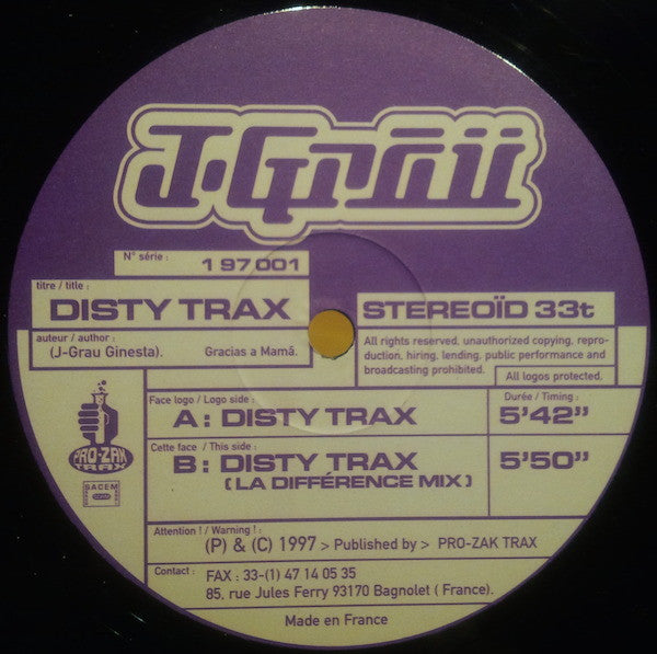 Jordi Grau : Disty Trax (12")