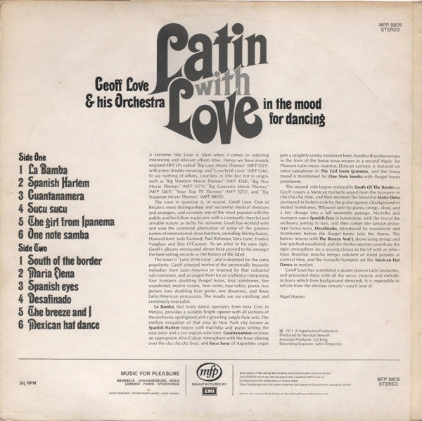 Geoff Love & His Orchestra : Latin With Love (LP, Album)