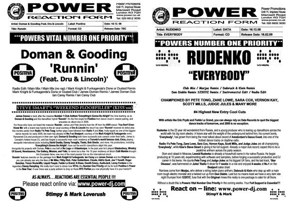 Doman & Gooding Feat. Dru & Lincoln : Runnin' (CDr, Single, Promo)