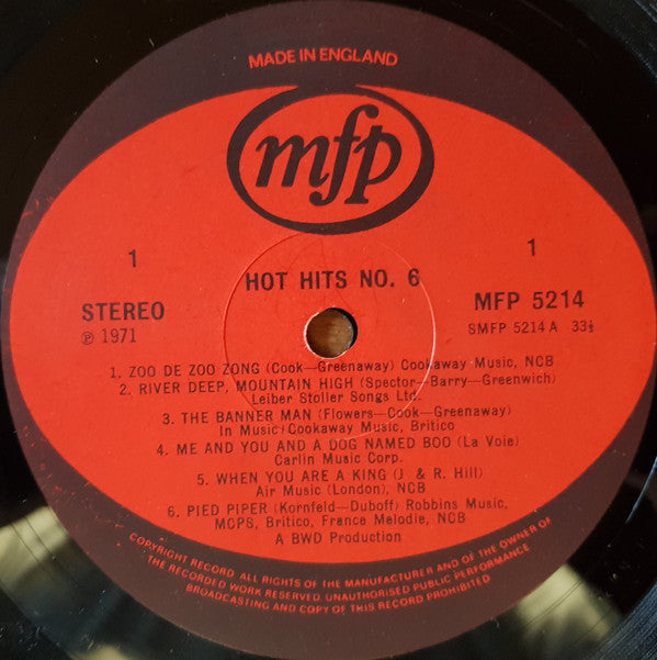 Unknown Artist : Hot Hits 6 (LP)