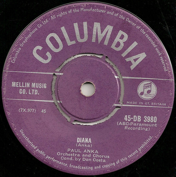 Paul Anka : Diana (7", Single)