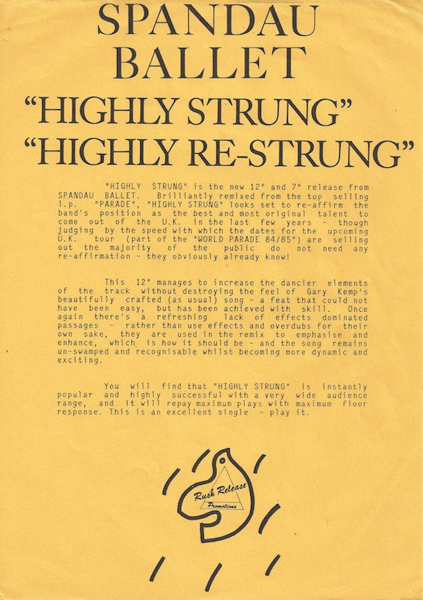 Spandau Ballet : Highly Re-Strung (12", Single, W/Lbl)
