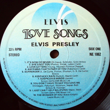 Elvis Presley : Elvis Love Songs (20 Original Songs) (LP, Comp)