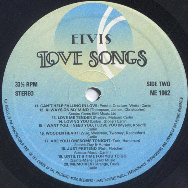 Elvis Presley : Elvis Love Songs (20 Original Songs) (LP, Comp)