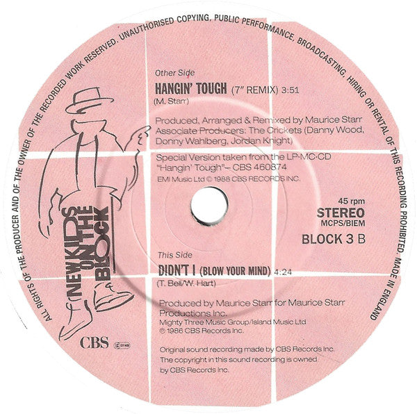 New Kids On The Block : Hangin' Tough (7", Single, RE)