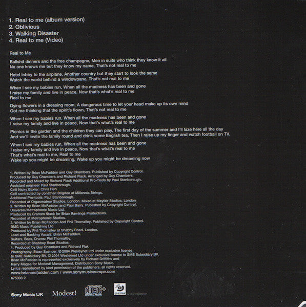 Brian McFadden : Real To Me (CD, Single, Enh)