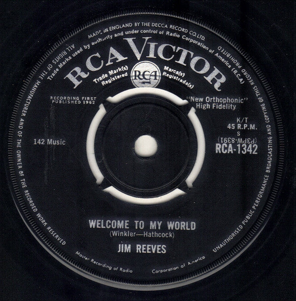 Jim Reeves : Welcome To My World / My Juanita  (7", Single)
