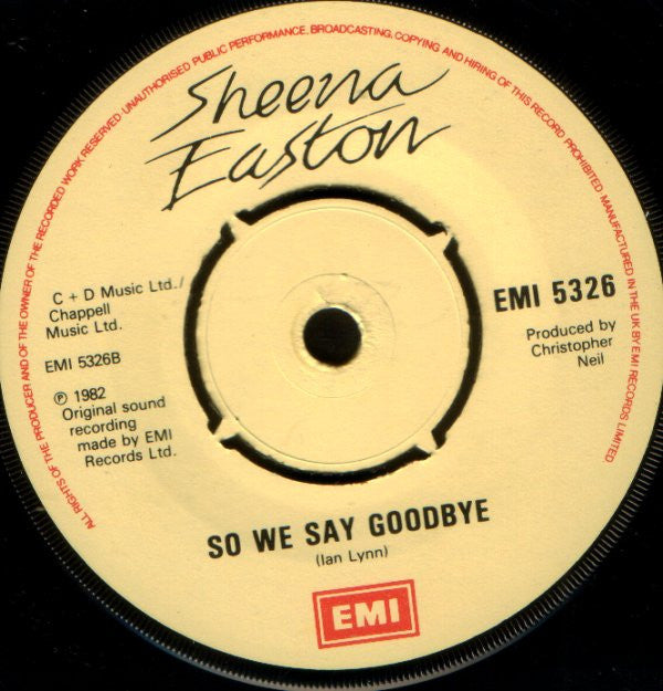 Sheena Easton : Machinery (7", Single, Pus)