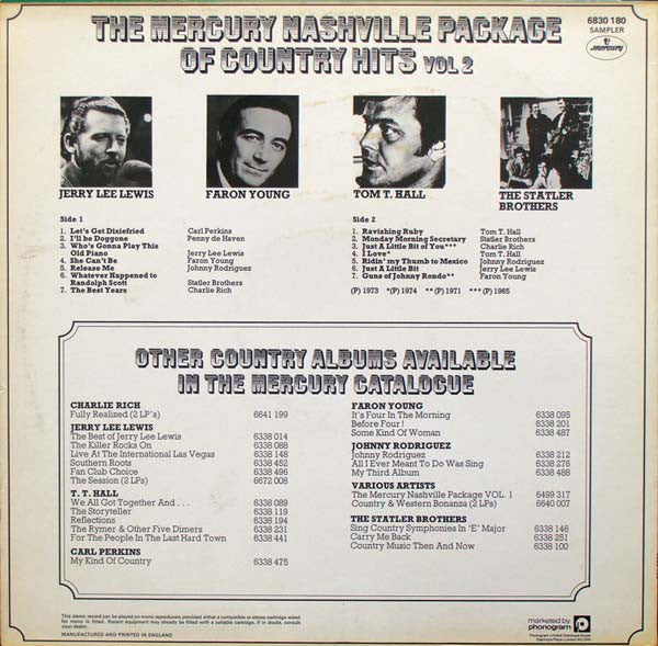 Various : The Mercury Nashville Package Of Country Hits Vol 2 (LP, Comp)