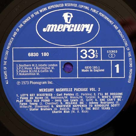Various : The Mercury Nashville Package Of Country Hits Vol 2 (LP, Comp)