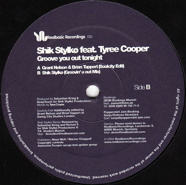 Shik Stylkø Feat. Tyree Cooper : Groove You Out Tonight (12")