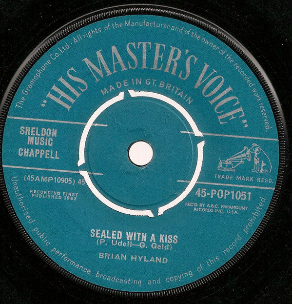 Brian Hyland : Sealed With A Kiss (7", Single)