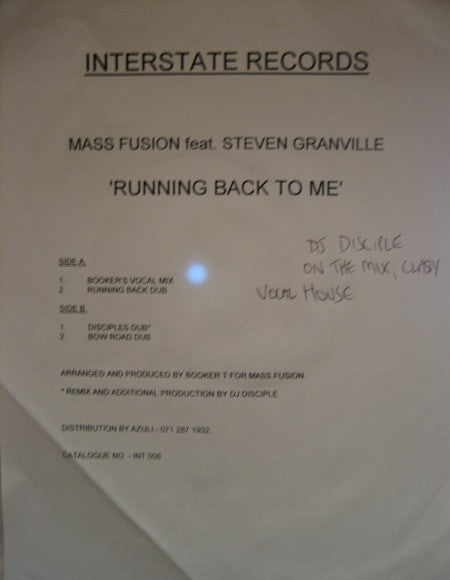 Mass Fusion : Running Back To Me (12", Promo, W/Lbl)