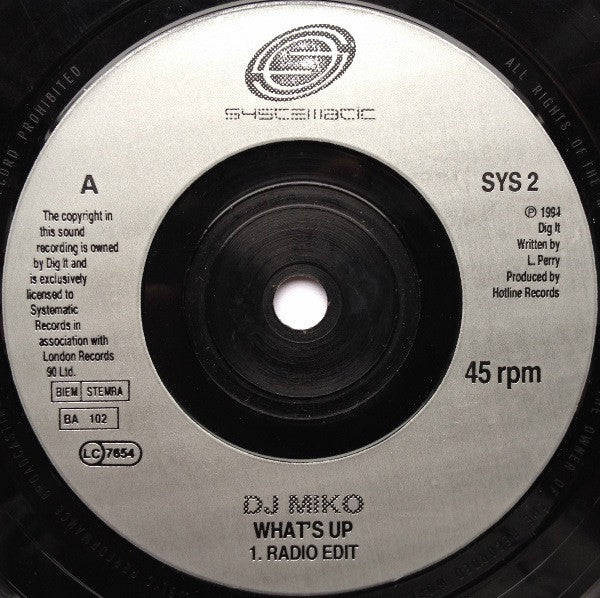 DJ Miko : What's Up (7", Single)