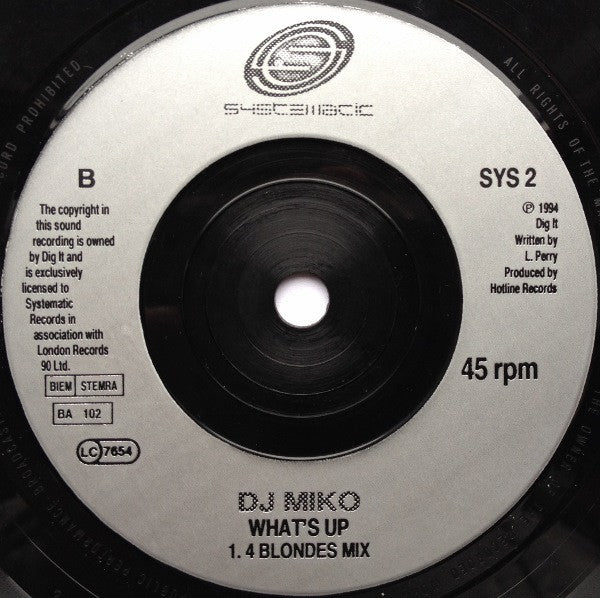 DJ Miko : What's Up (7", Single)