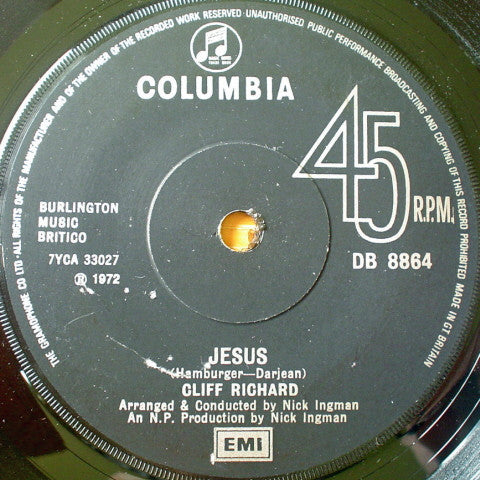 Cliff Richard : Jesus (7", Single)