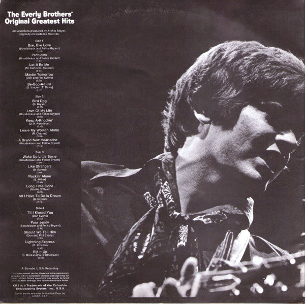 Everly Brothers : The Everly Brothers' Original Greatest Hits (2xLP, Comp)