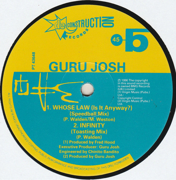 Guru Josh : Whose Law (Is It Anyway)? (12", Single)