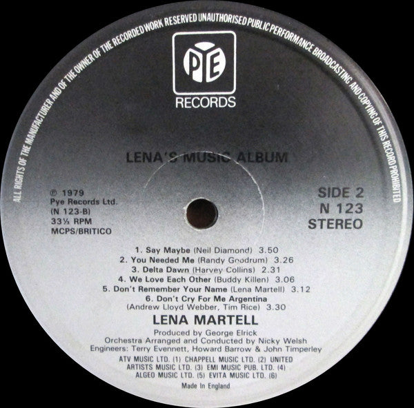 Lena Martell : Lena's Music Album (LP, Album)