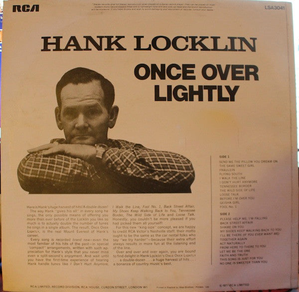 Hank Locklin : Once Over Lightly (LP, Album, RE)