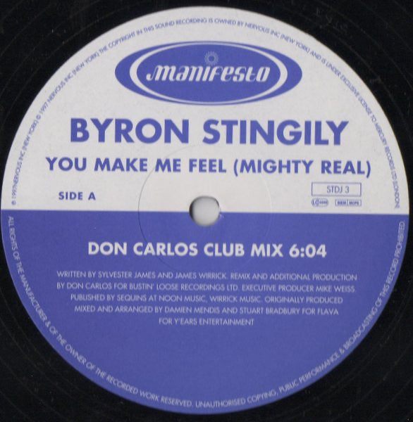 Byron Stingily : You Make Me Feel (Mighty Real) (2x12", Single, Promo)