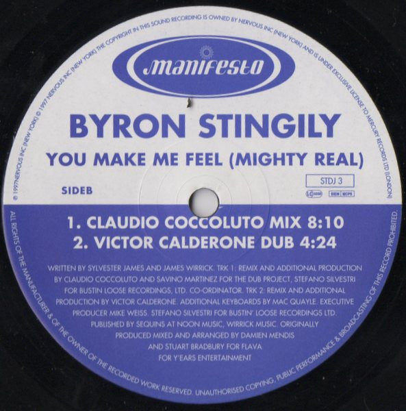Byron Stingily : You Make Me Feel (Mighty Real) (2x12", Single, Promo)