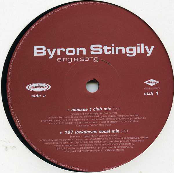 Byron Stingily : Sing A Song (2x12", Promo)