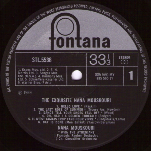 Nana Mouskouri : The Exquisite Nana Mouskouri (LP, Album)