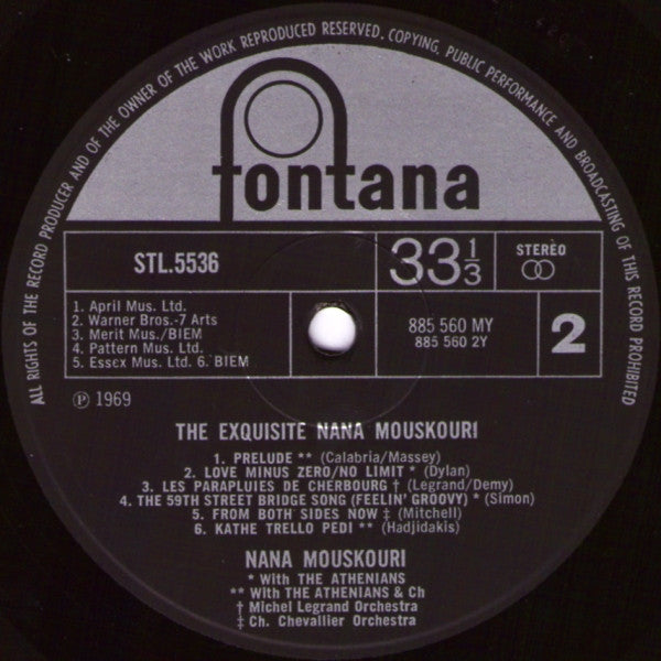 Nana Mouskouri : The Exquisite Nana Mouskouri (LP, Album)