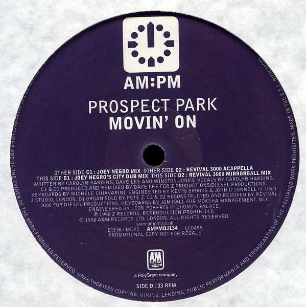 Prospect Park Feat. Carolyn Harding : Movin' On (2x12", Promo)