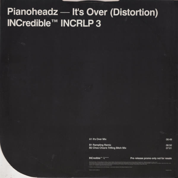 The Pianoheadz : It's Over (Distortion) (12", Promo)