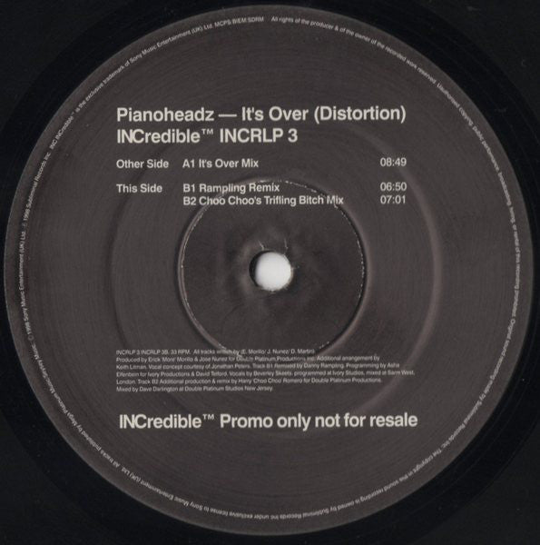 The Pianoheadz : It's Over (Distortion) (12", Promo)