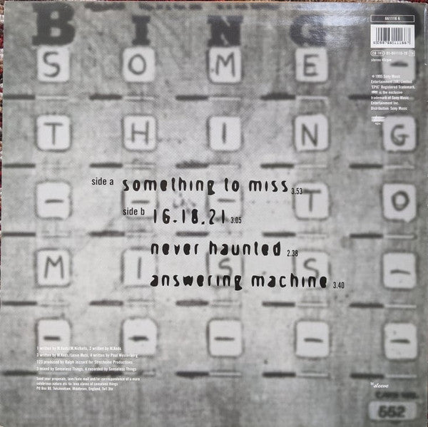 Senseless Things : Something To Miss (12", Single)