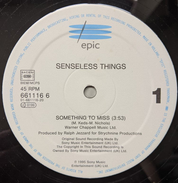 Senseless Things : Something To Miss (12", Single)
