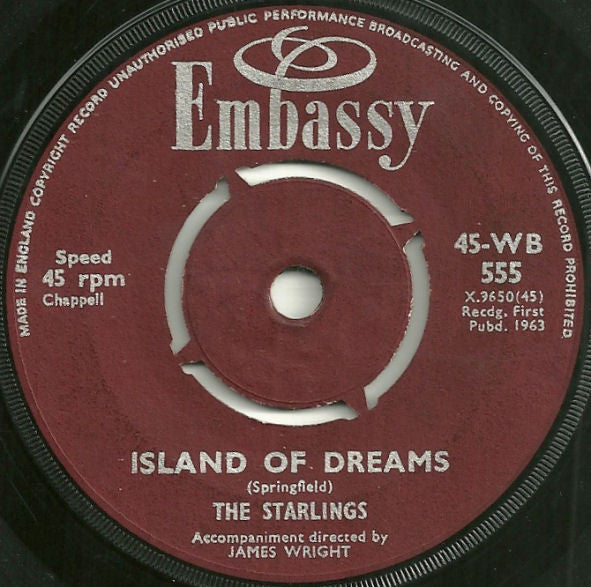 The Starlings / Kenny Bardell : Island Of Dreams / Say Wonderful Things (7")