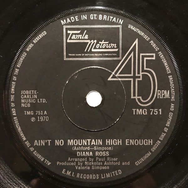 Diana Ross : Ain't No Mountain High Enough (7", Single, Sol)