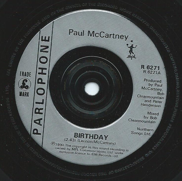 Paul McCartney : Birthday (7", Single, Sil)