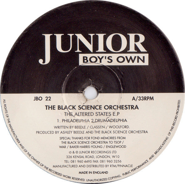 The Black Science Orchestra* : The Altered States E.P (12", EP)