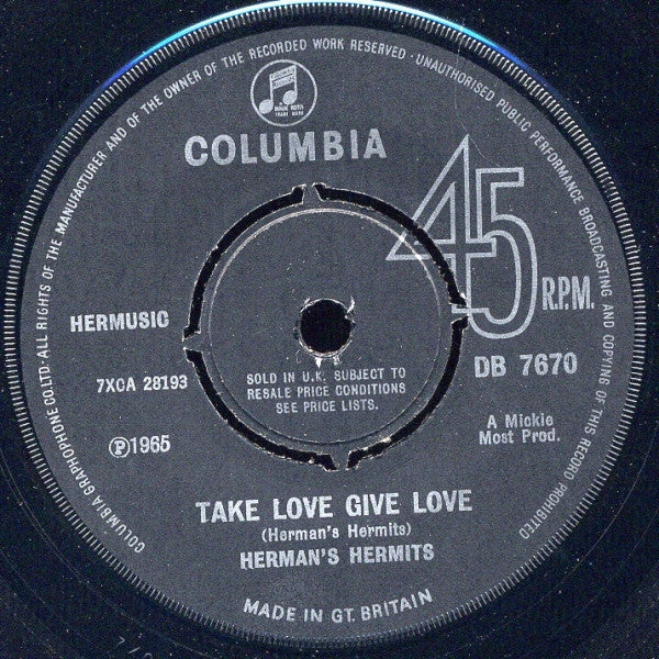 Herman's Hermits : Just A Little Bit Better (7", Single)