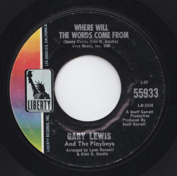 Gary Lewis & The Playboys : Where Will The Words Come From / May The Best Man Win (7", Styrene, She)
