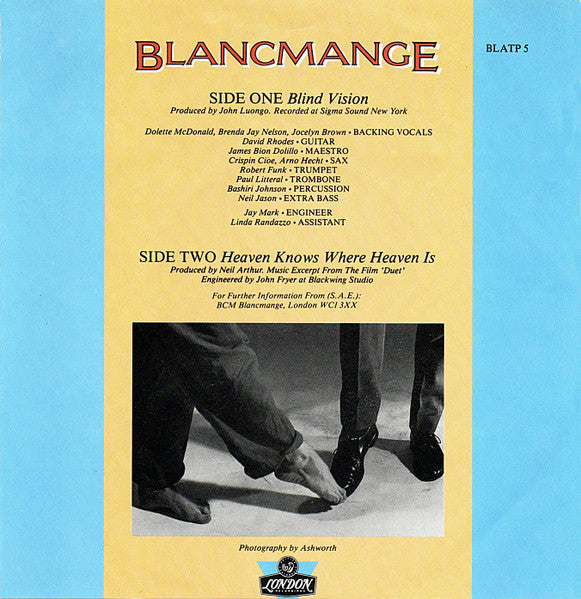Blancmange : Blind Vision (7", Single, Cle)
